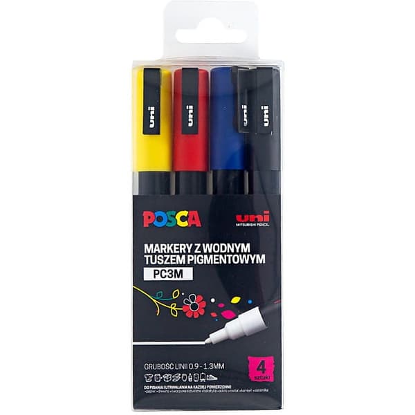 PC-3M Plakatmarkører 4 farver POSCA UNI