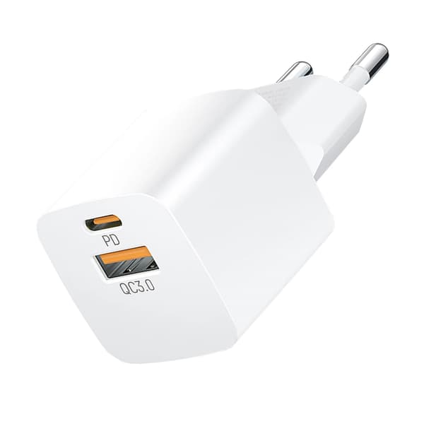 Wozinsky CMWCW 20W USB-C / USB-A -seinälaturi - valkoinen
