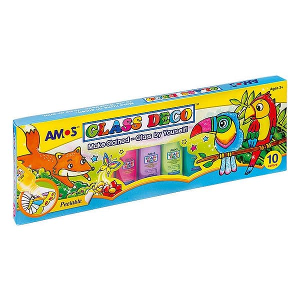 Glas Deco glasmalingsfarver 10 farver AMOS
