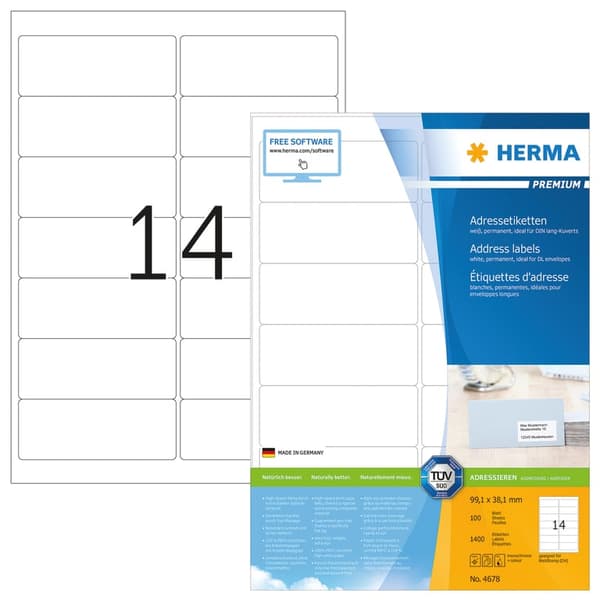 HERMA Premium - laminerede adressemærk