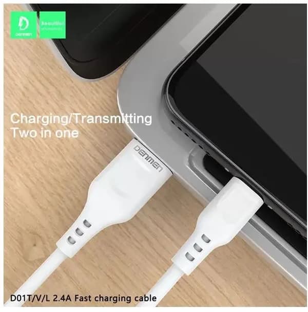 Kabel USB Denmen USB-A - USB-C 1 m Vit (29346)