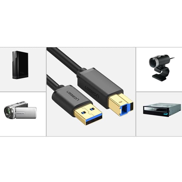 Ugreen USB-B USB-kabel - USB-A 1 m Sort (UGR1156BLK)