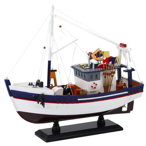Samlerobjekt Dekorativ Model Fiskebåd Skib Udstyret 37x34cm