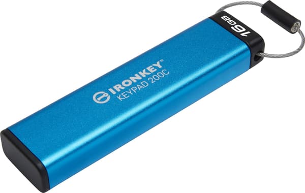 Kingston hardware-krypteret USB-flashdrev IronKey 200C - USB-C 3.2 Gen 1 - 16 GB - blå