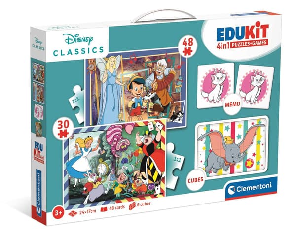 Puslespil 48 + 36 + Memo + 6 Byggeklodser Edukit Disney