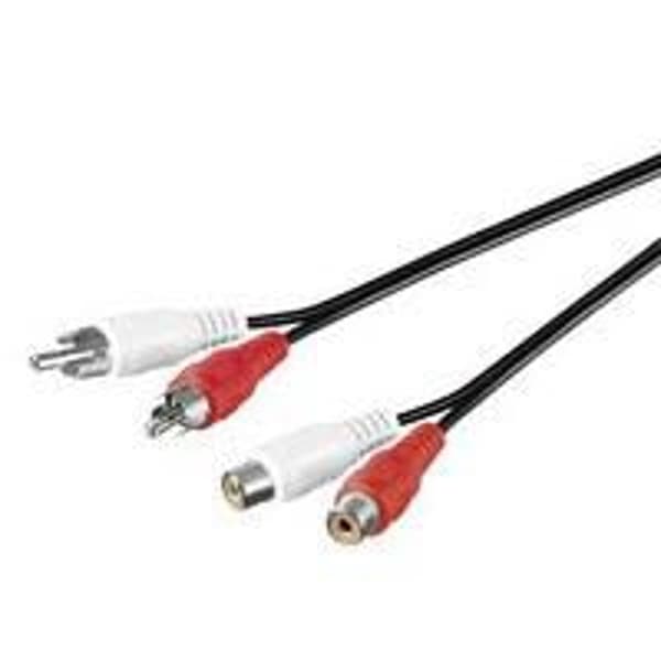 MicroConnect Stereo forlængerkabel, 5 meter Stereo forlængerkabel 2 x RCA han til 2 x RCA hun