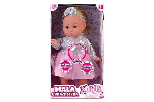 Dukke Natalia stjerne i sølvbluse 36cm