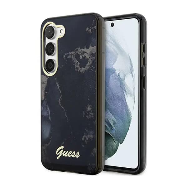 Guess GUHCS23MHTMRSK S23+ S916 sort/sort hårdt etui Golden Marble Collection