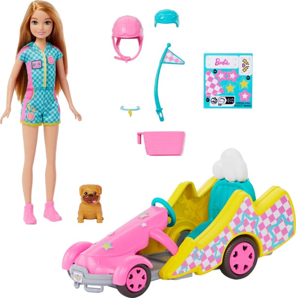 Barbie Stacie til undsætning dukke + gokart