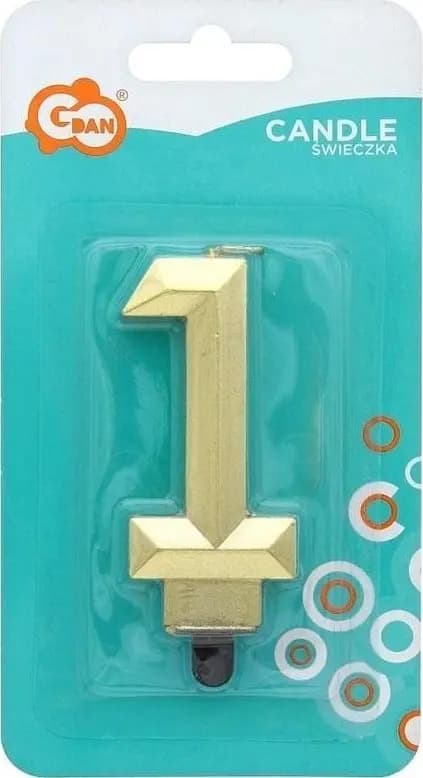 Tårtnummer 1 Diamant metallisk guld 7,6cm Godan