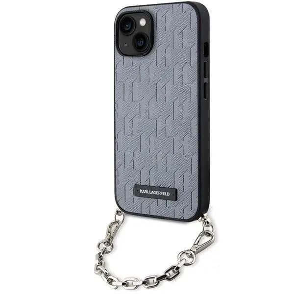 Karl Lagerfeld KLHCP14SSACKLHPG iPhone 14 6,1\" Silver/Silver Hardcase Saffiano Monogram Chain