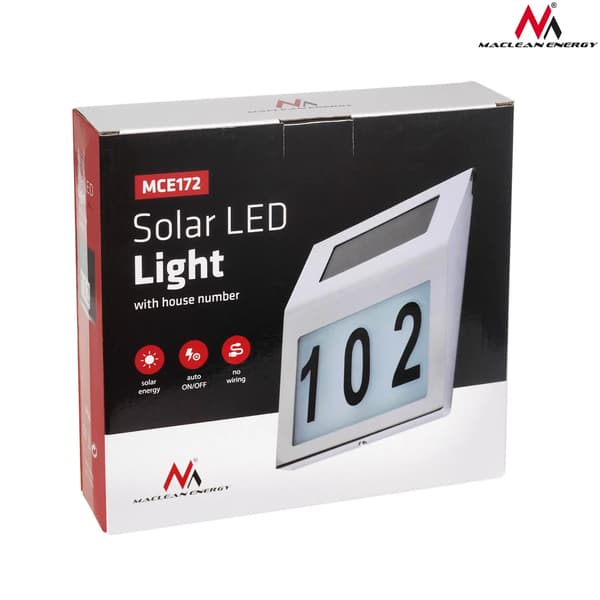 Maclean MCE172 LED solcellslampa med husnummer