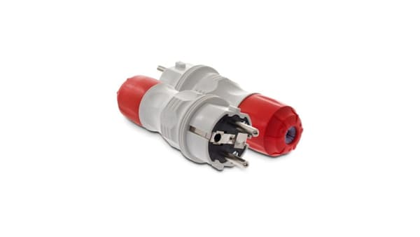 Lige stikprop 16A 2P+J 250V IP54 grå/rød WT-54 W-98000