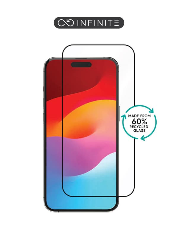 eSTUFF INFINITE iPhone 15 Plus Skærmbeskytter. Fuld dækning Hærdet glas. Titan Shield