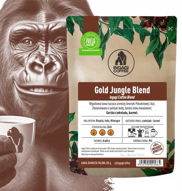 Ingagi hela kaffebönor Gold Jungle Blend 250g