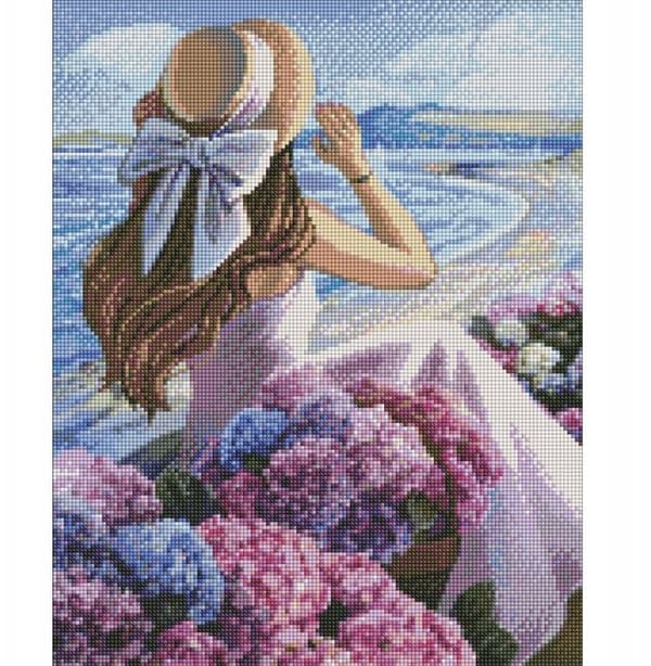 Diamantmosaik - Blommande kuster 40x50cm