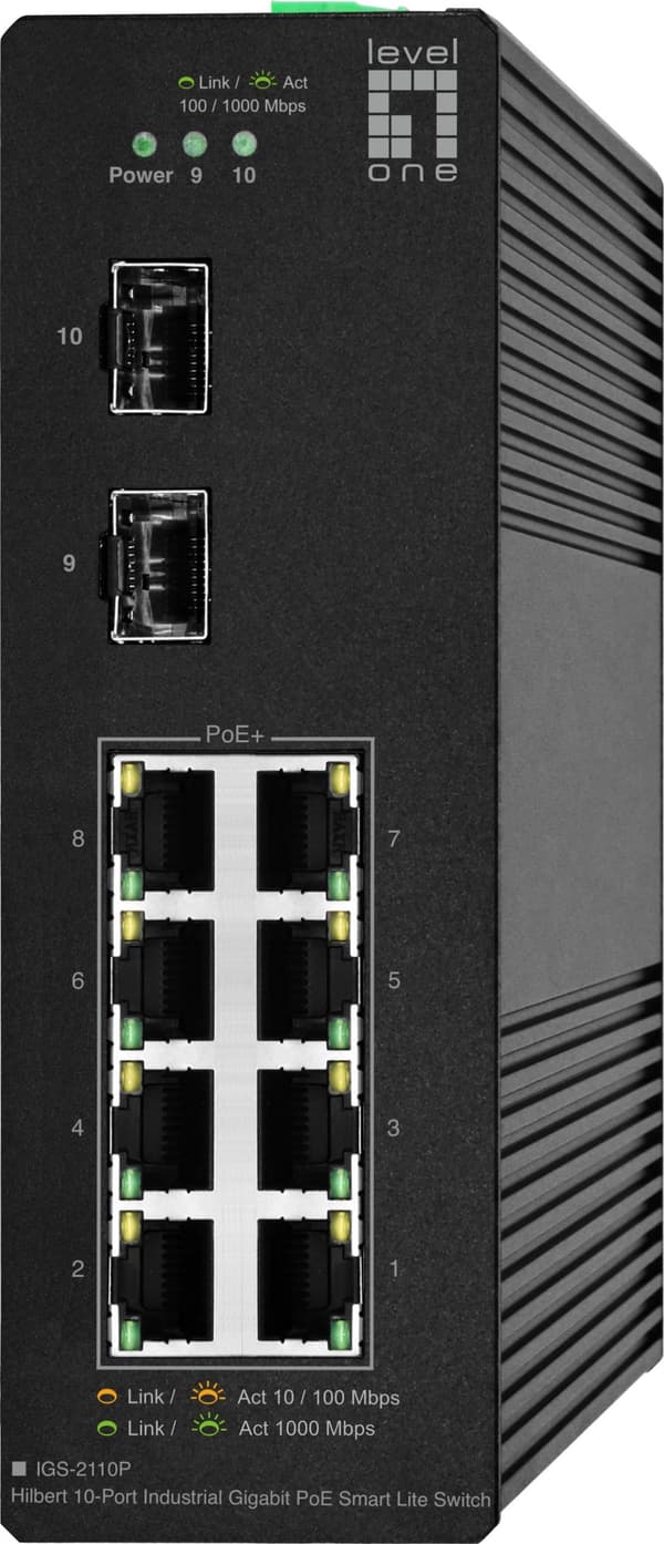 LevelOne IGS-2110P Netværkslinks Administreret L2 Gigabit Ethernet (10/100/1000) PoE-understøttelse Sort