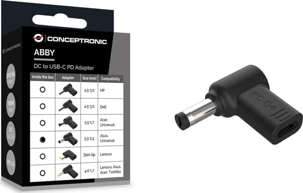 USB-sovitin Conceptronic CONCEPTRONIC-sovitin USB-C–DC, Asus 5.5x2.5mm 18-20V sw