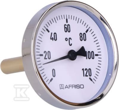 Afriso Bimetaltermometer BiTH 80 fi80mm 0-120 gr.C muffe 63 mm 1/2\" aks cl.2,0 63 807