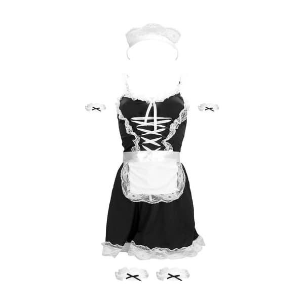 Obsessive Fransk Stuepige Kostume S/M Elegant Sort Kjolesæt