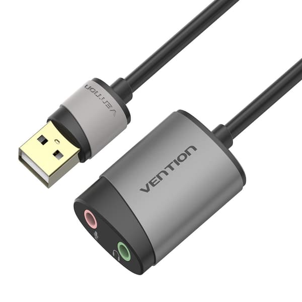 Ulkoinen USB-äänikortti Vention CDKHB, TRS 3.5mm, 0.15m (harmaa)