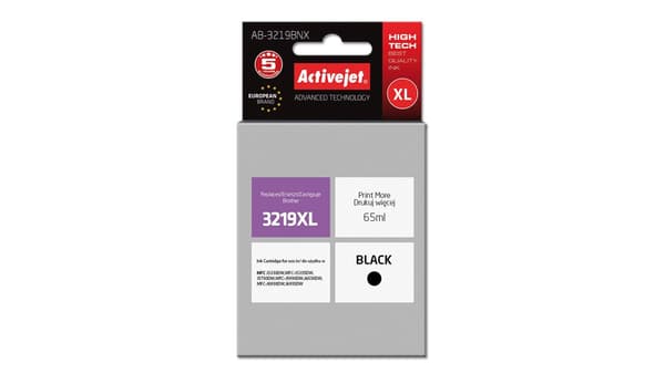 Activejet blækpatron til Brother printer, erstatning for LC3219bk, supreme, sort (AB-3219BNX)