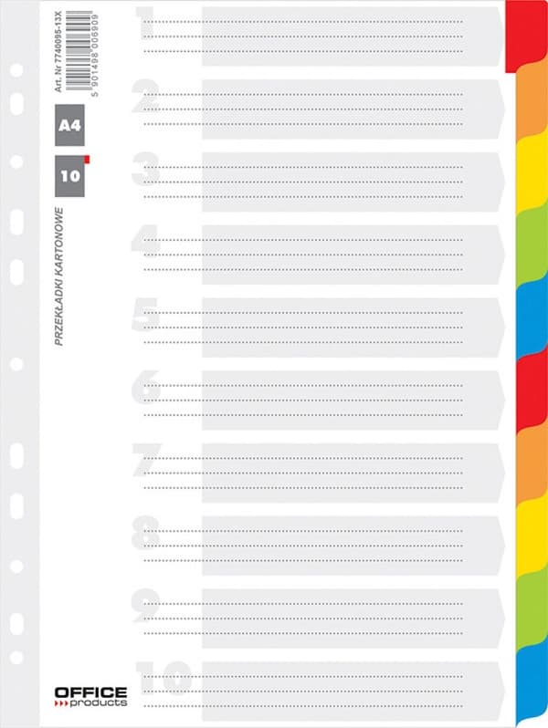 Herlitz KARTONSKILLEBLADE A4 INDEKS LAMINERET 10 FARVER
