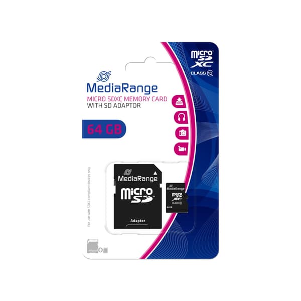 HUKOMMELSE MICRO SDXC 64GB C10/W/ADAPTER MR955 MEDIARANGE