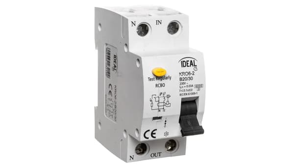 Kanlux Differentialkoblingsafbryder 2P B 20A 0,03A type AC KRO6-2/B20/30 (23219)