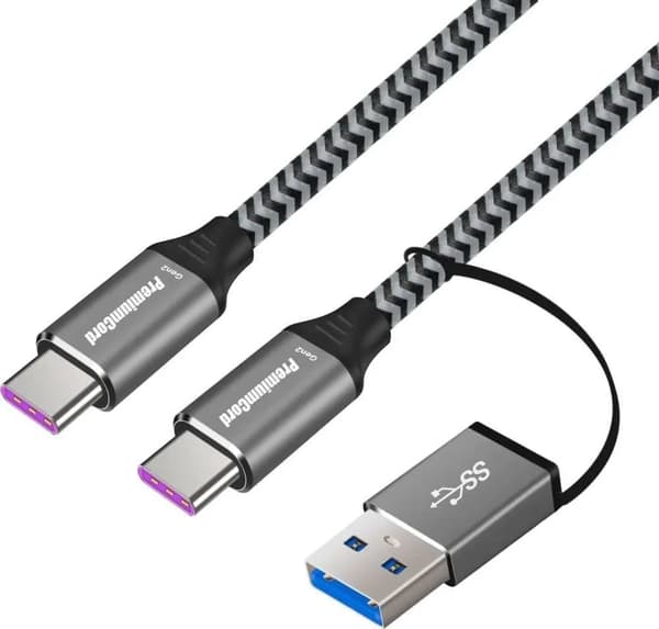 USB-kabel PremiumCord USB-A + USB-C - USB-C 2 m Sort/Grå (ku31cq2)