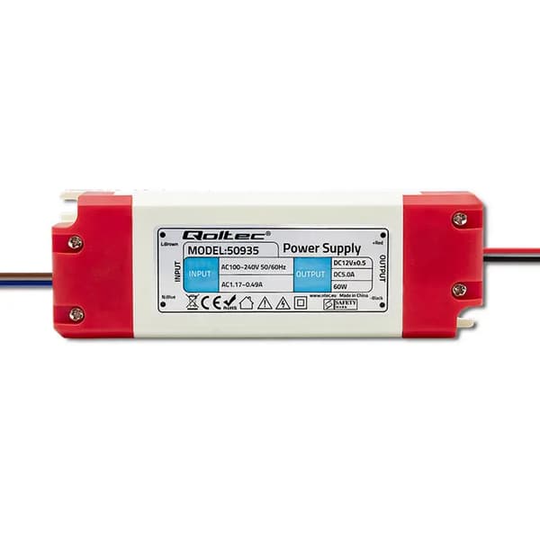 Qoltec-kytkentävirtalähde LED IP20 | 60W | 12V | 5A