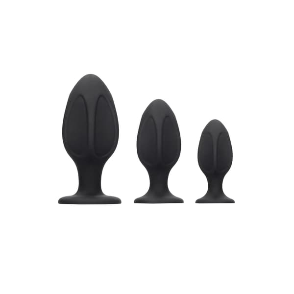 Sinner Gear Diamond Silikon Analsexpluggset med Sugbas Svart