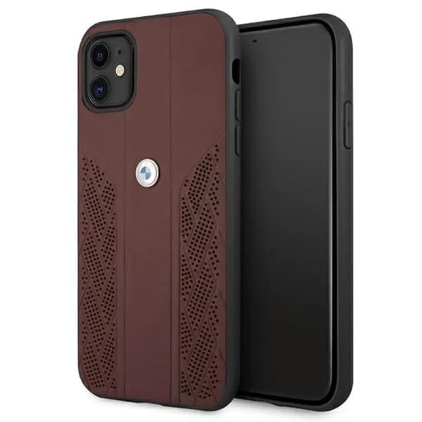 BMW Curve Perforeret Lædercover til iPhone 11 / Xr – Rød