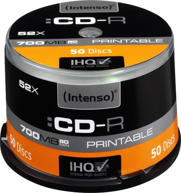 1x50 Intenso CD-R 80 / 700MB 52x hastighed, printbar, scr. res.