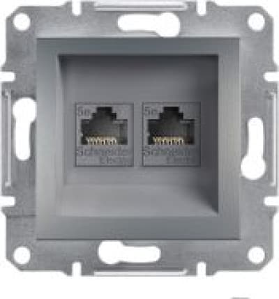 Schneider Electric Computerstik Aspora 2 x RJ45 kat. 5e UTP uden ramme stål (EPH4400162)