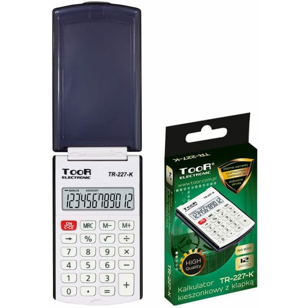 12-numeroinen taskulaskin läpällä TOOR