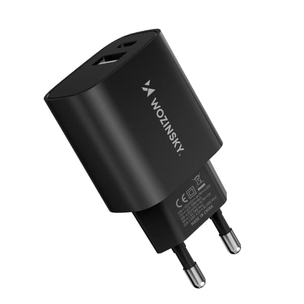 Wozinsky WGWCB USB-A USB-C 20W seinälaturi - Musta