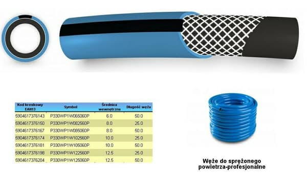 TRYKLUFTSLANGE FI = 6mm x 25m, BLÅ, PROFESSIONEL