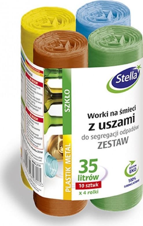 Stella Säckar med öron STELLA, för avfallssortering, set, 35 l, 4x10 st., mix