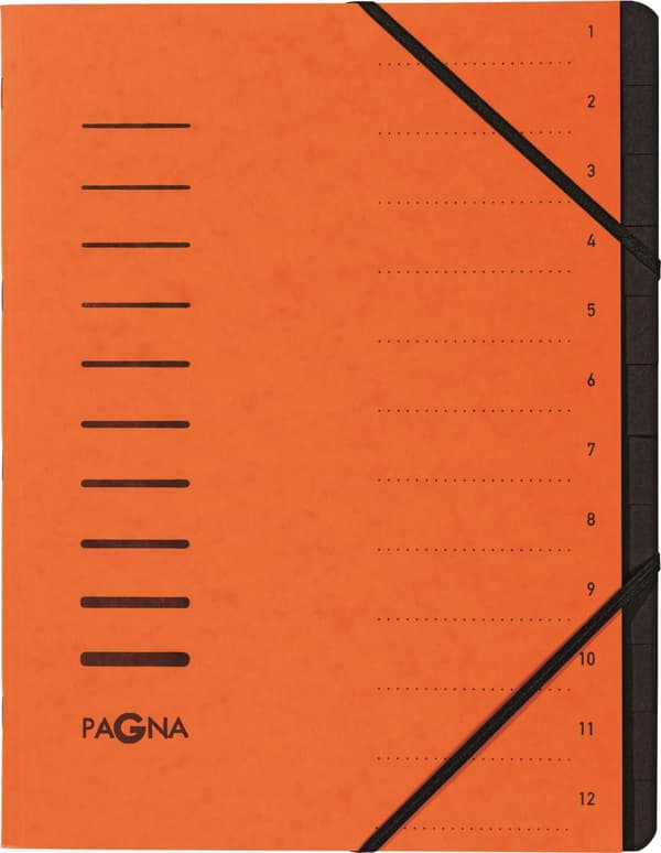Pagna kansio 12 lokeroa 1-12 oranssi