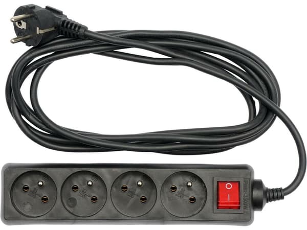 Strømskinne Vorel 4 stik 3 m sort (72631)