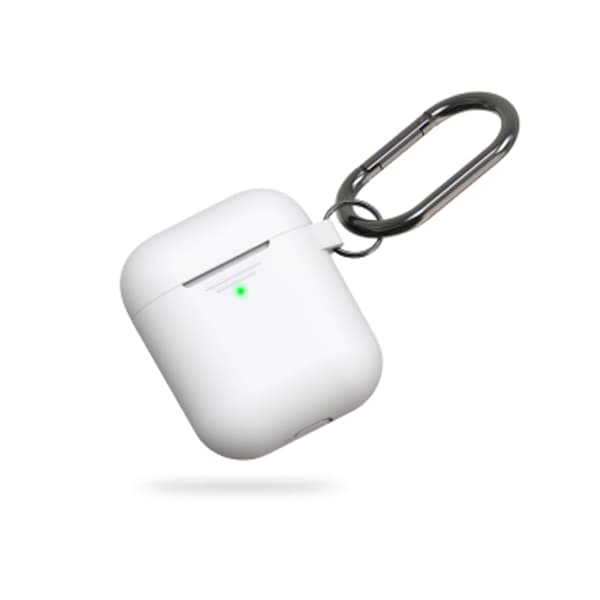 KeyBudz Elevate Nyckelring - Skyddande silikonfodral för AirPods 1/2 (vit)