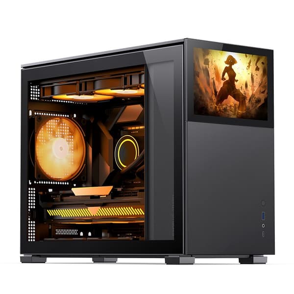 Jonsbo D31 Screen Micro-ATX-chassi, härdat glas - svart