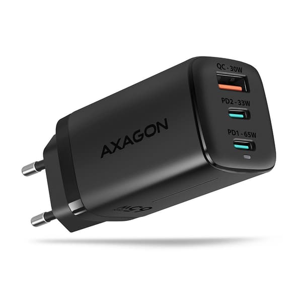 Axagon ACU-DPQ65 Batterioplader 1x USB-A 2x USB-C (ACU-DPQ65)