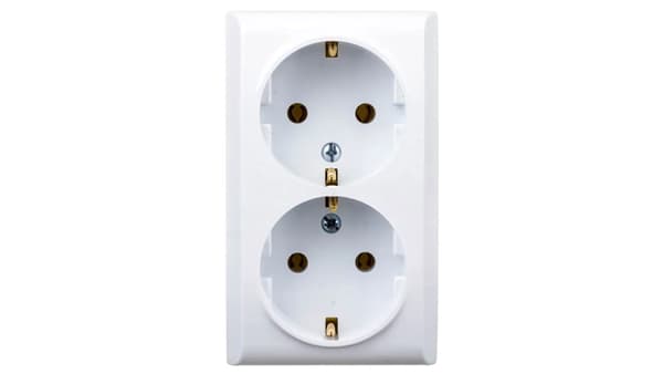 Ospel Uttag BIS dubbel utanpåliggande schuko IP20 vit (GN-2BS/00)