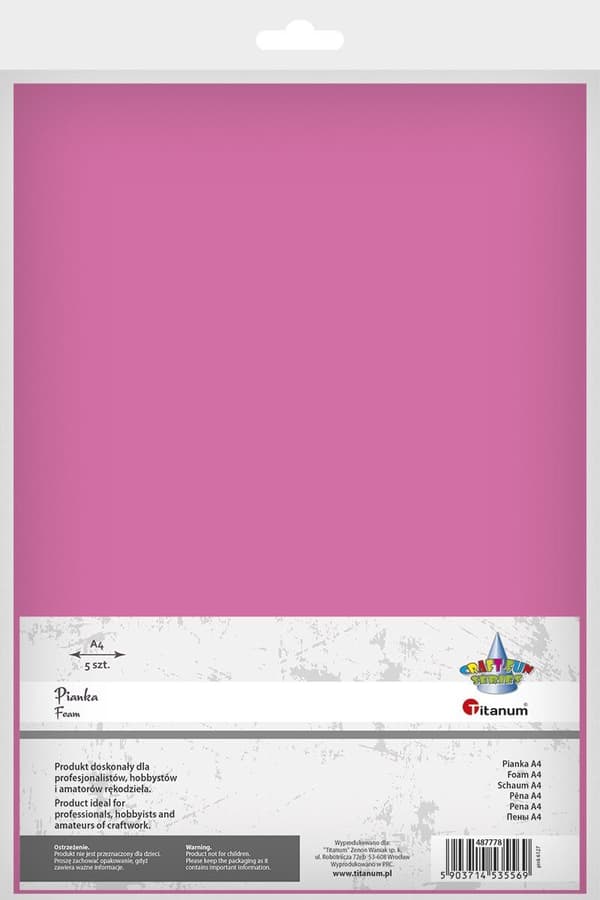 Vaahtomuovi A4 5kpl. tummanpinkki
