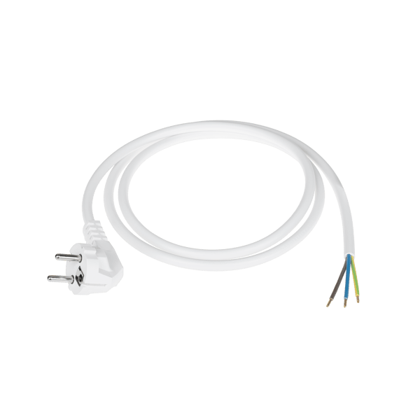 Strømkabel 3x1,5mm hvid 3m med stik
