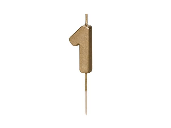 Födelsedagstårta Nummer 1, 4,5 cm, guld