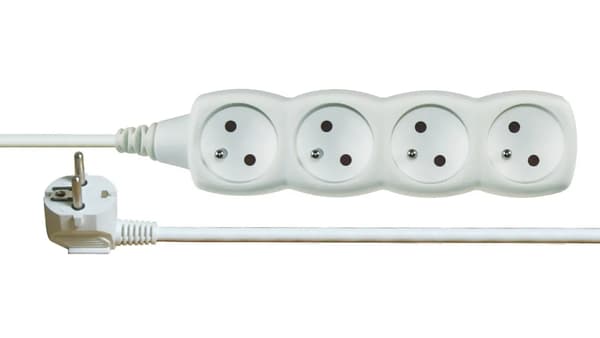 Emos Backloader 4-stikdåser med 3m, hvid - P0413
