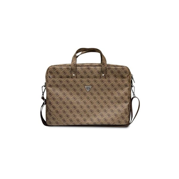 Guess Saffiano 4G Triangle Logo Taske til en 16'' Laptop – Brun